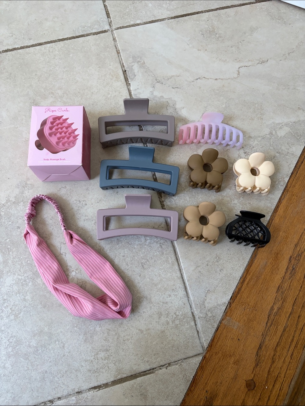 Hair Claw Clip Set with Pink Headband